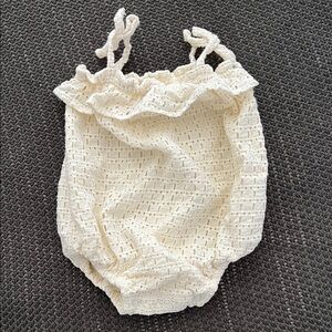 Rylee + Cru Ivory Lace Baby Romper
